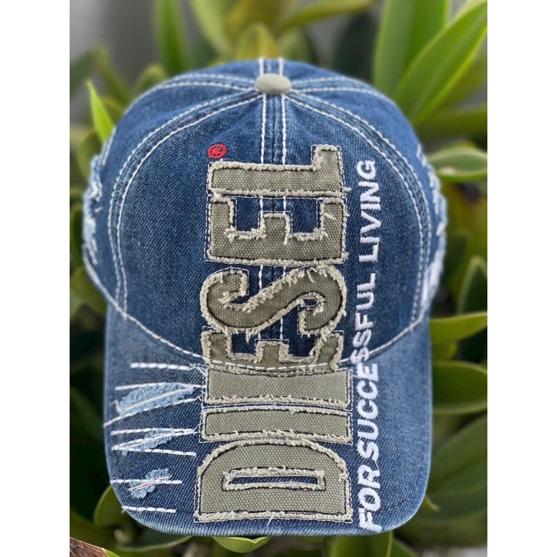 NÓN KẾT JEANS BỤI BẶM PHỐI CHỮ RÁCH TƯA SIÊU NGẦU