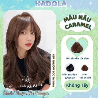 Thuốc Nhuộm Tóc Màu NÂU CARAMEL Không Cần Tẩy Siêu Dưỡng  - Thuốc Nhuộm Tóc KADOLA