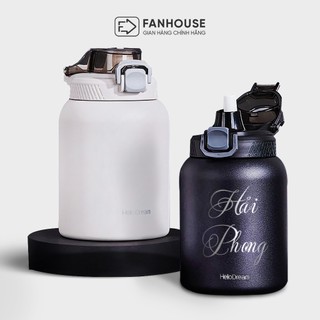 Bình giữ nhiệt cao cấp Hello Dream 720-1100ml bình nước giữ nhiệt thể thao Fan House có ống hút vỏ chống xước inox 316