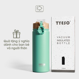 Bình giữ nhiệt Tyeso 530ml chính hãng có ống hút Fan House bình nước giữ nhiệt inox 304 khắc tên