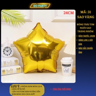 Trái tim ngôi sao bóng tráng nhôm cao 25cm DC PARTY trang trí sinh nhật cưới hỏi sự kiện