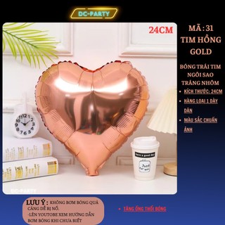 Trái tim ngôi sao bóng tráng nhôm cao 25cm DC PARTY trang trí sinh nhật cưới hỏi sự kiện