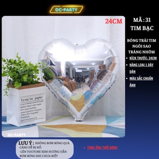 Trái tim ngôi sao bóng tráng nhôm cao 25cm DC PARTY trang trí sinh nhật cưới hỏi sự kiện
