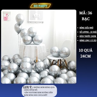 Bóng bay đen trắng bạc 10 qủa Size 24cm trang trí sinh nhật cưới hỏi sự kiện khai trương đẹp sang trọng DC PARTY