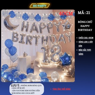 Chữ happy birthday bóng tráng nhôm cao 40cm DC PARTY trang trí sinh nhật mẫu mới xinh xắn