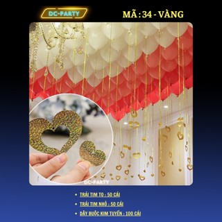 Sét trái tim buộc dây kim tuyến trang trí phòng cưới hỏi, phòng tân hôn xinh xắn DC PARTY
