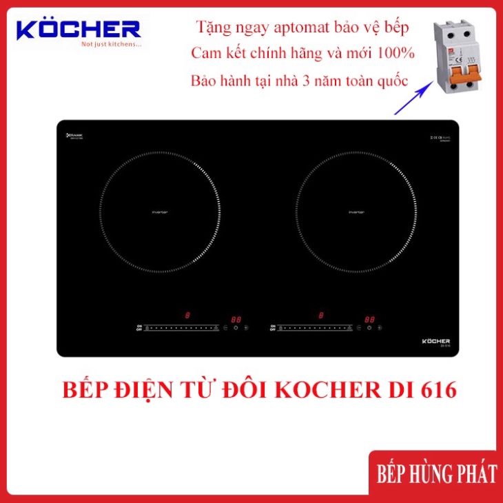 Bếp Điện Từ Đôi Kocher Di616 Cao Cấp Nhập Khẩu Nguyên Chiếc Malaysia