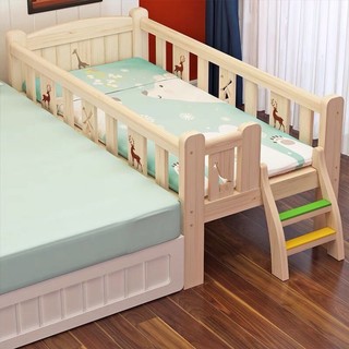Giường Gỗ Cho Bé (Giường+Đệm+ga), ghép với giường bố mẹ có thang lên xuống an, toàn tiện lợi-Bảo Hành Bởi Meji Kids.