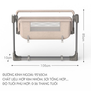 Nôi Điện Cho Bé (Kèm Màn) Đưa Tự Động Điều Khiển Từ Xa, Kết Nối Bluetooth An Toàn Cho Bé Meji Kid