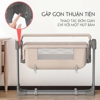 Nôi Điện Cho Bé (Kèm Màn) Đưa Tự Động Điều Khiển Từ Xa, Kết Nối Bluetooth An Toàn Cho Bé Meji Kid