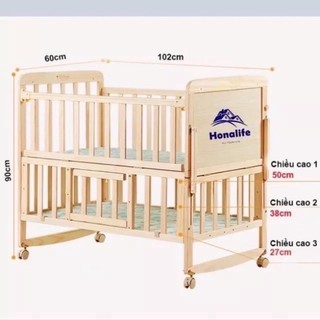 Nôi Cũi Gỗ Cho Em Bé (Quây+Màn+Đệm), Cũi Đa Năng 6 Chế Độ Tiện Lợi Cho Mẹ Và Bé- Honalife
