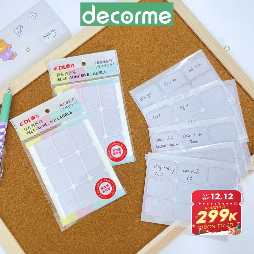 Pack 10 tấm sticker ghi tiêu đề, nhãn dán ghi chú nhãn vở, tem dán chai ...