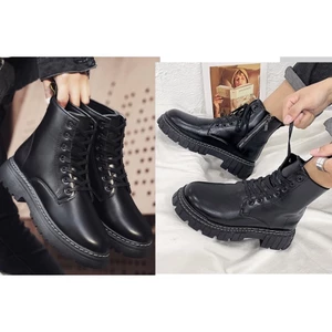 Giày boot combat nam da láng, giày bốt nam phong thái lính, cột dây tính tình SM024
