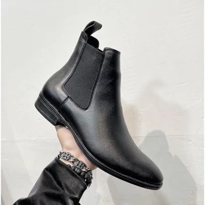 Giày Nam Chelsea Boot Classic Cao Cổ Cao Câp UA15- Da Bò Thật Trơn Xịn Màu Đen