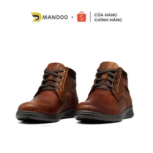 Giày Boot Nam Cổ Lửng Tăng độ dài Mandoo Da Bò Thật NB3 black color - Nâu
