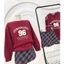 SET ÁO SWEATER ĐỎ IN 96 + CHÂN VÁY KẺ Ô