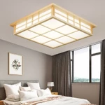 Đèn trần LED bằng gỗ tự nhiên cổ điển, Đèn chùm vuông Nhật Bản, Phòng ngủ Phòng trà Trang trại Trang trí nội thất Treo đèn chiếu sáng — ảnh 5