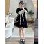 ĐẦM BABYDOLL ĐỎ ĐEN TAY PHỒNG NGỰC PHỐI NƠ REN TO