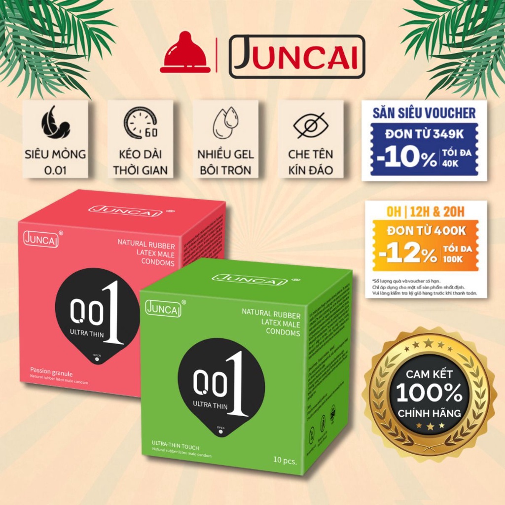 Bao cao su siêu mỏng Juncai kéo dài thời gian quan hệ, nhiều gel bôi ...