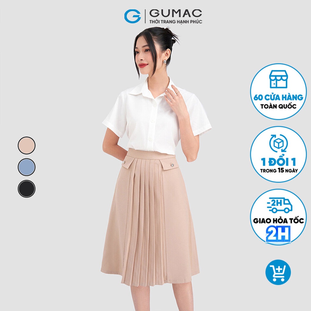 Chân váy xòe nữ phối xếp ly GUMAC VD03033 | Shopee Việt Nam