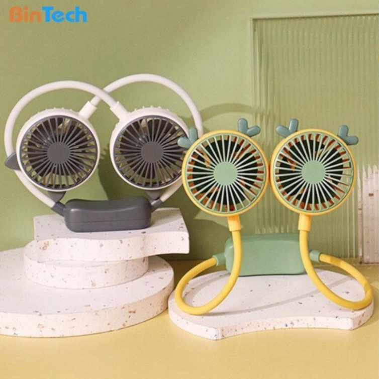 Quạt đeo cổ mini PTLUXURY tích điện 3 chế độ pin 4000mAh sạc USB tiện lợi