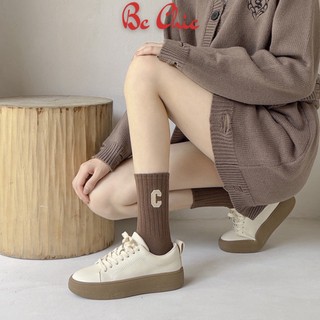 Tất Cổ Cao Nữ Họa Tiết Chữ C, Vỡ Cổ Cao Họa Tiết Chữ C Vải Cotton Mềm Mịn BC_CHIC LINGERIE