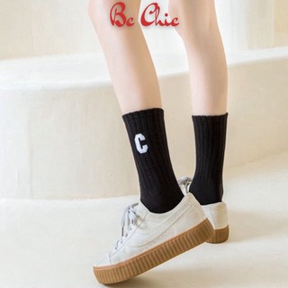 Tất Cổ Cao Nữ Họa Tiết Chữ C, Vỡ Cổ Cao Họa Tiết Chữ C Vải Cotton Mềm Mịn BC_CHIC LINGERIE