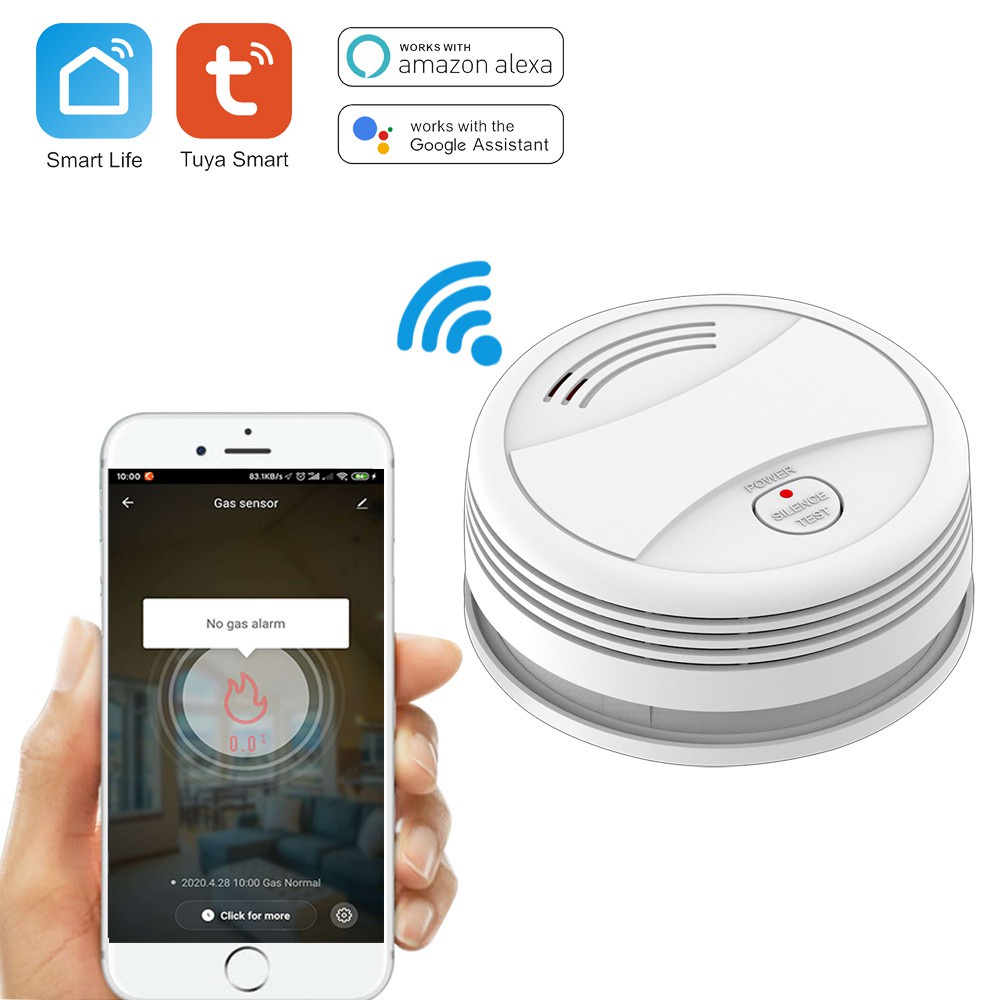 Cảm biến khói chống cháy thông minh KAW Tuya WiFi, Cảnh báo quá APP điện thoại, cài đặt dễ dàng