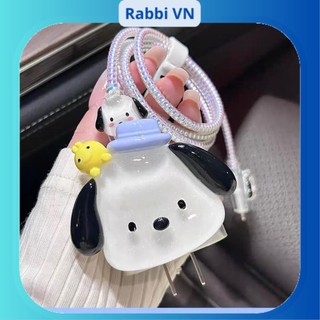 [Cún Trắng Dây Ngọc] Bộ phụ kiện bảo vệ củ sạc và cáp sạc cho iphone PD18/20W bằng silicon cao cấp RABBI