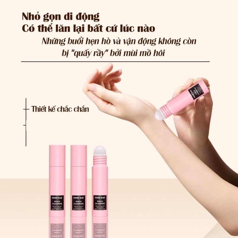 Lăn Khử Mùi HOBE BAR Hương Sâm Panh Đào Ngăn Tiết Mồ Hôi, Tạo Hương Thơm Cơ Thể