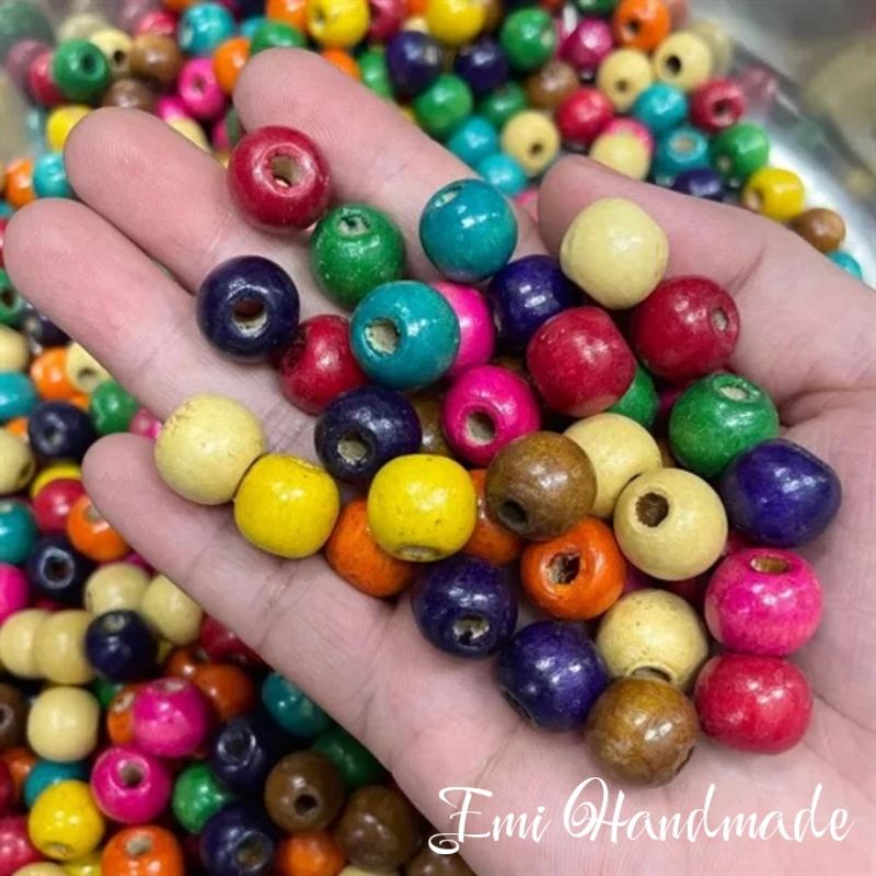 Hạt gỗ mộc size to làm thủ công-trang trí túi tỏi