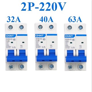 Aptomat MCB 2 Pha NXB-63 Chint 6A,10A,16A,20A,25A,32A,40A,50A,63A,80A,100,125A;Dòng Cắt