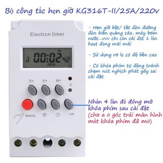 Công tắc hẹn giờ Kg316 T-II 25A/220V, bộ hẹn giờ tự động Thiết bị điện giá tốt