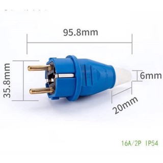 Phích Cắm Điện 1P+N 16A 220V IP54 – Phích Cắm 2 Chấu Tròn Chân Đồng Dùng Ngoài Trời