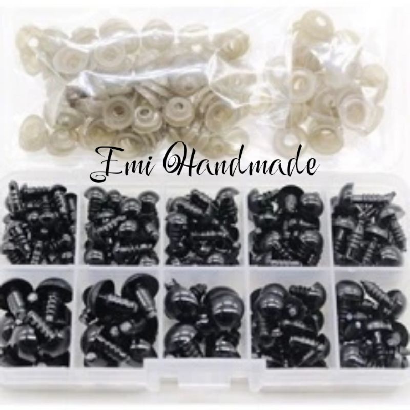 Bộ 200-450  Mắt Nhựa An Toàn Kích Thước 4-12mm Dùng Cho Gấu Bông handmade