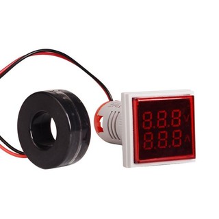 Đèn Báo Vuông Hiển Thị Volt Ampe LED – Đồng Hồ Đo Điện Áp & Dòng Điện AC 20–500V/0–99.9A Lắp Tủ Điện