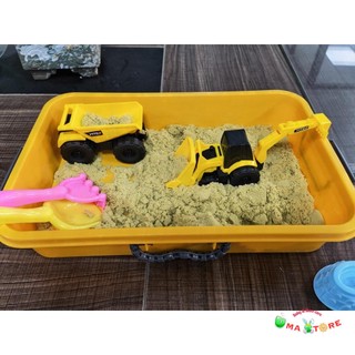 Đồ chơi cát động lực cao cấp không dính tay cho bé kèm hộp đựng, bộ khuôn lâu đài cát, sinh vật biển và xe công trình