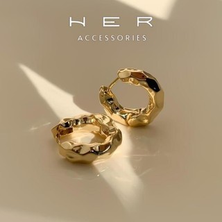 Khuyên tai nữ tròn hàng thiết kế mới chuôi bạc 925 Her Accessories bông tai dáng tròn hiệu ứng phụ kiện nữ xinh - BT188
