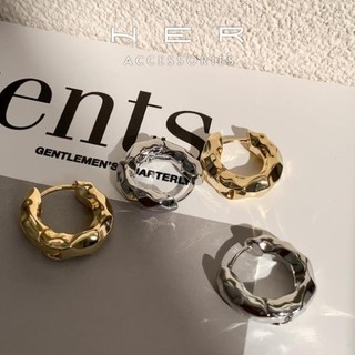 Khuyên tai nữ tròn hàng thiết kế mới chuôi bạc 925 Her Accessories bông tai dáng tròn hiệu ứng phụ kiện nữ xinh - BT188