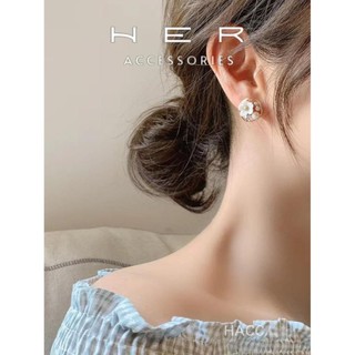Khuyên tai nữ tròn cô dâu chuôi bạc 925 Her Accessories bông tai hoa đính kết thủ công phụ kiện nữ xinh BT186