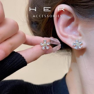 Khuyên tai nữ chuôi bạc 925 Her Accessories hình hoa mai nhỏ đính đá phụ kiện nữ nhẹ nhàng ngọt ngào BT183