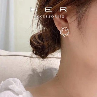 Khuyên tai nữ tròn cô dâu chuôi bạc 925 Her Accessories bông tai ngọc trai nhân tạo phụ kiện xinh - BT182