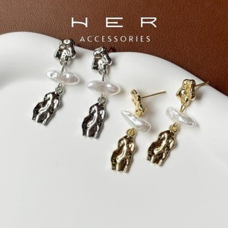 Khuyên tai nữ chuôi bạc 925 thiết kế thủ công Her Accessories bông tai dài phụ kiện cá tính độc đáo BT166