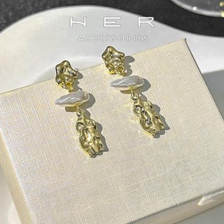 Khuyên tai nữ chuôi bạc 925 thiết kế thủ công Her Accessories bông tai dài phụ kiện cá tính độc đáo BT166