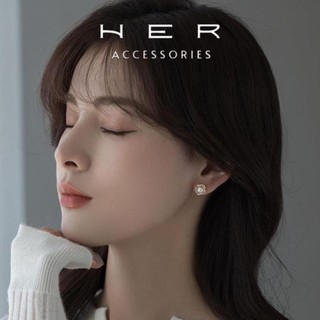 Khuyên tai nữ chuôi bạc 925 Her Accessories Bông tai hình xoắn phối ngọc trai nhân tạo phụ kiện xinh BT165