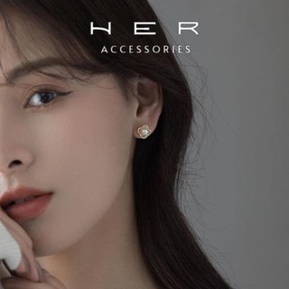 Khuyên tai nữ chuôi bạc 925 Her Accessories Bông tai hình xoắn phối ngọc trai nhân tạo phụ kiện xinh BT165