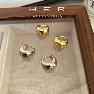 Khuyên tai nữ tròn chuôi bạc 925 Her Accessories basic Bông tai tròn hình học phụ kiện độc đáo cá tính BT163