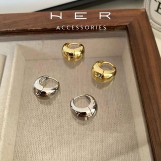 Khuyên tai nữ tròn chuôi bạc 925 Her Accessories basic Bông tai tròn hình học phụ kiện độc đáo cá tính BT163