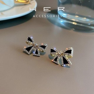 Khuyên tai nữ hình nơ xinh xắn đính đá Her Accessories phụ kiện dễ thương, thanh lịch - BT158