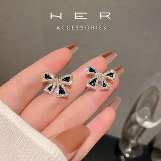 Khuyên tai nữ hình nơ xinh xắn đính đá Her Accessories phụ kiện dễ thương, thanh lịch - BT158